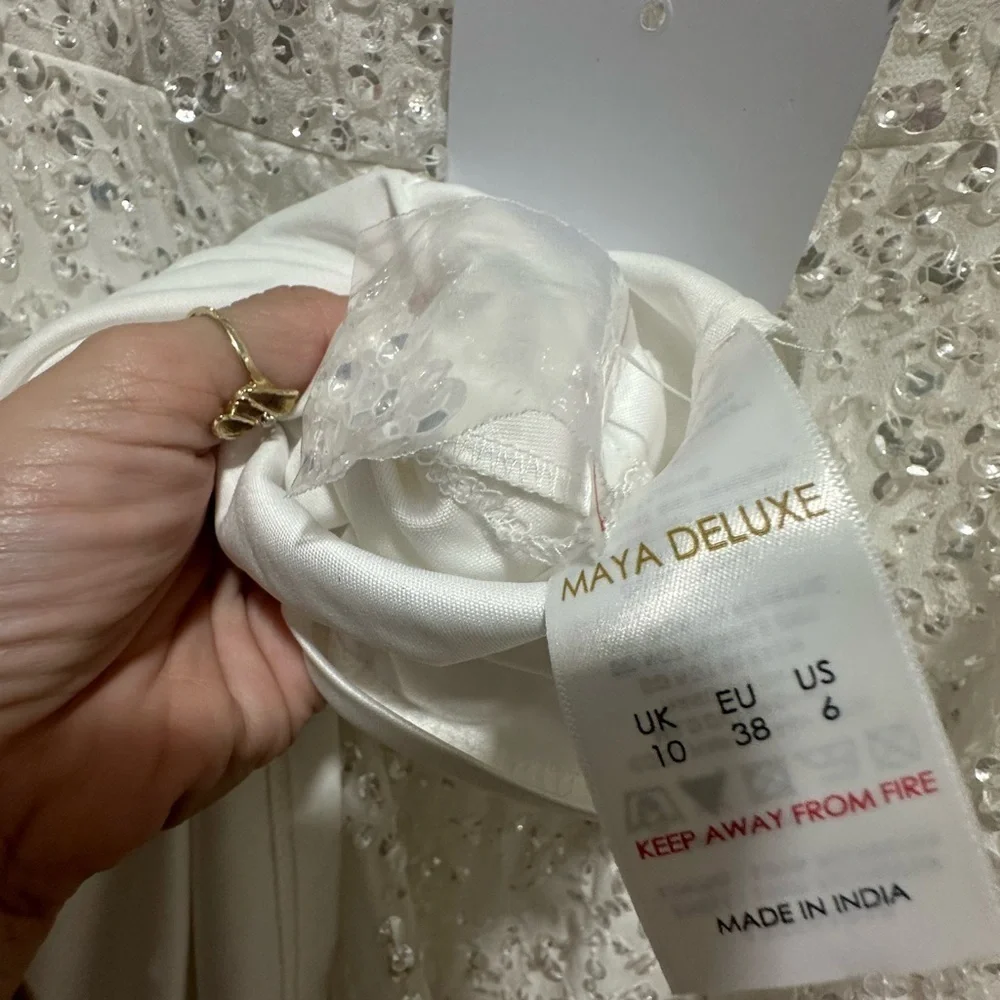 Maya Bridal bardot fishtail embellished maxi dress in Ivory size 6 NWT SOLD OUT - Picture 9 of 10